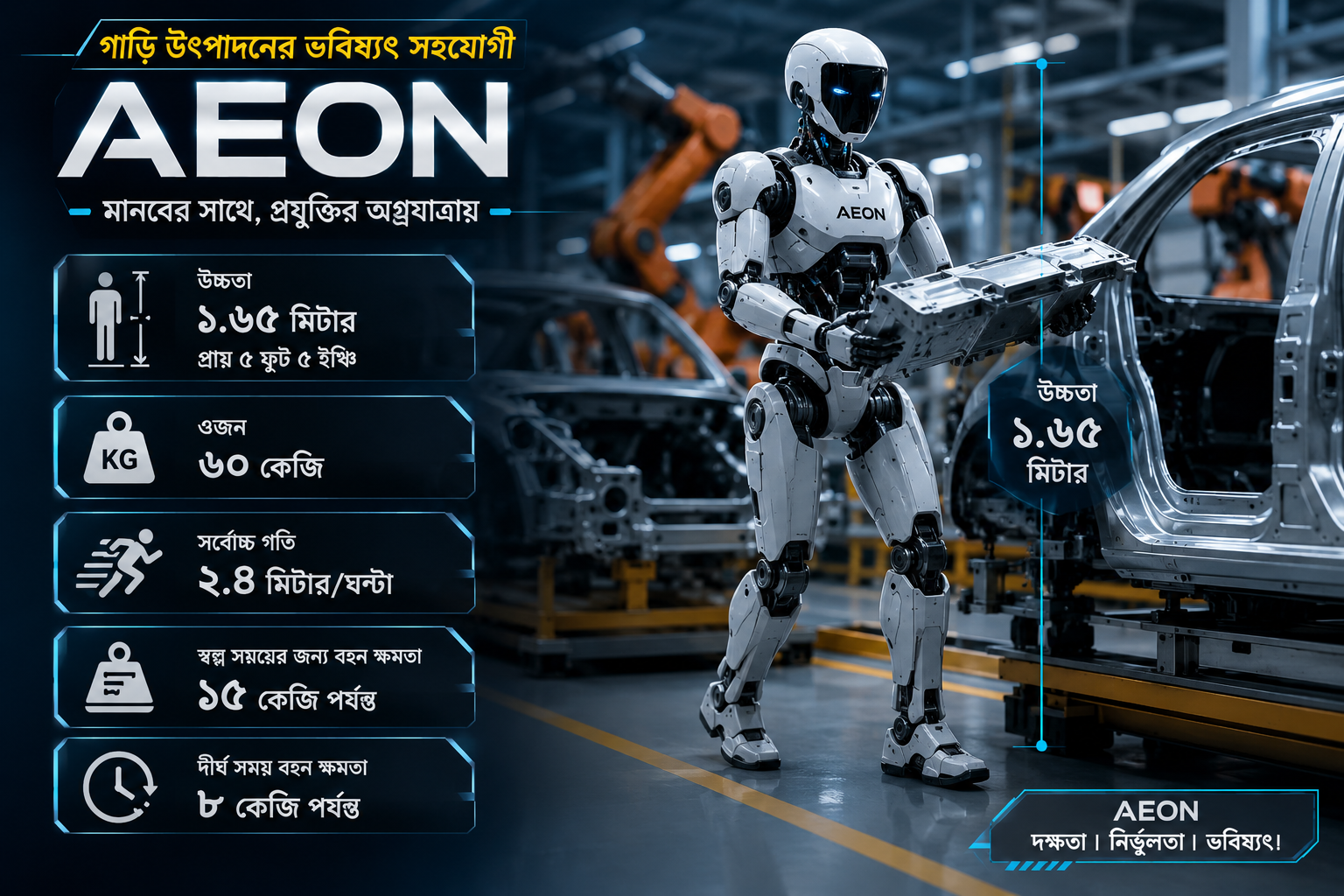 বিএমডব্লিউর কারখানায় মানবাকৃতির AEON রোবট